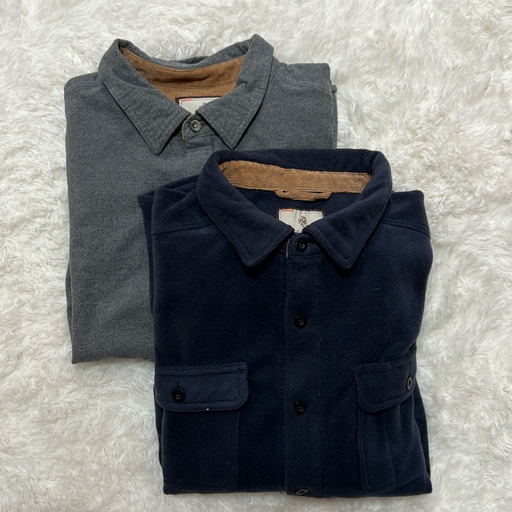 Grey flannel and nave fleece shirts